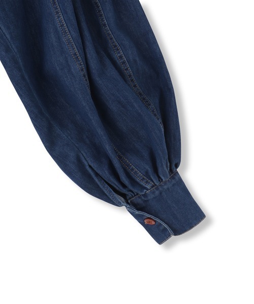 VICKY(ビッキー)の「【ENIM BY VICKY】2wayボウタイリボンデニムシャツ≪洗濯機で洗える≫(シャツ/ブラウス・レディース・ブルー/ライトブルー・M)」の9枚目の写真