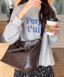 PUレザー ベルトモチーフ 2wayショルダーバッグ