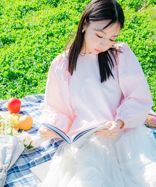 Petitjo（プッチージョ）の「小さいサイズ　ボリュームスリーブブラウス　低身長さん・小柄女性（シャツ/ブラウス・レディース・ホワイト/ピンク系・XS-S/M-L）」の3枚目の写真