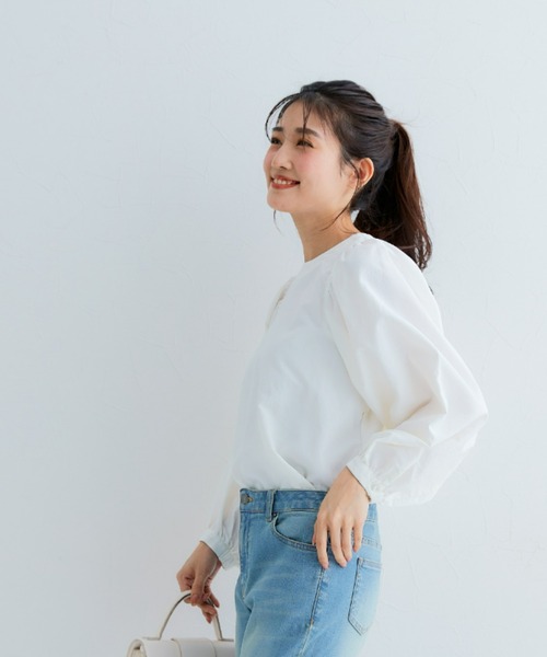 Petitjo（プッチージョ）の「小さいサイズ　ボリュームスリーブブラウス　低身長さん・小柄女性（シャツ/ブラウス・レディース・ホワイト/ピンク系・XS-S/M-L）」の21枚目の写真