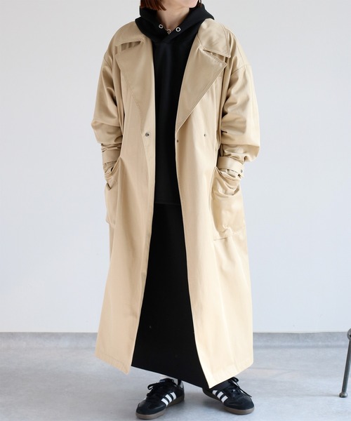cepo(セポ)の「ビッグポケット&ギャザートレンチコート(トレンチコート・レディース・ブラック/ベージュ・M)」の6枚目の写真
