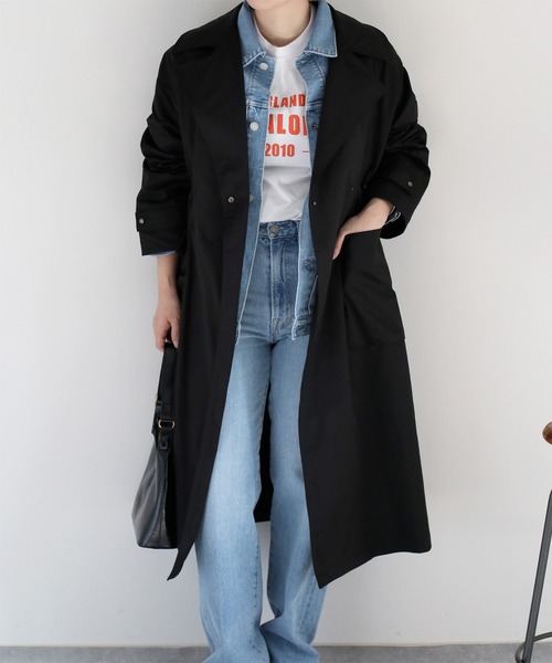 cepo(セポ)の「ビッグポケット&ギャザートレンチコート(トレンチコート・レディース・ブラック/ベージュ・M)」の20枚目の写真