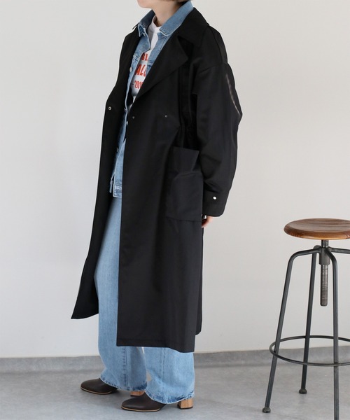 cepo(セポ)の「ビッグポケット&ギャザートレンチコート(トレンチコート・レディース・ブラック/ベージュ・M)」の19枚目の写真