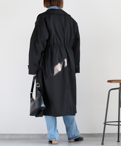 cepo(セポ)の「ビッグポケット&ギャザートレンチコート(トレンチコート・レディース・ブラック/ベージュ・M)」の14枚目の写真