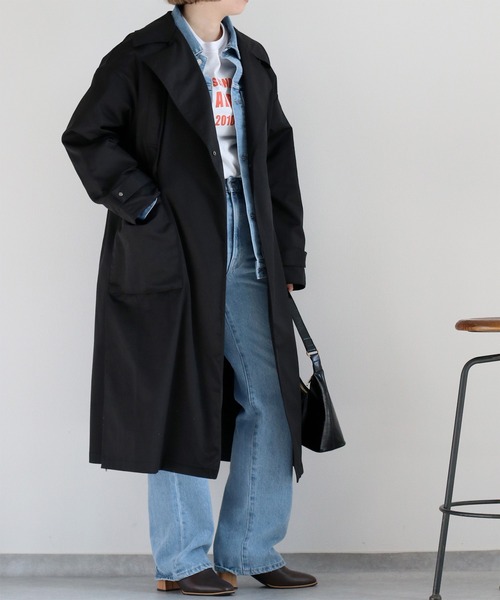 cepo(セポ)の「ビッグポケット&ギャザートレンチコート(トレンチコート・レディース・ブラック/ベージュ・M)」の13枚目の写真