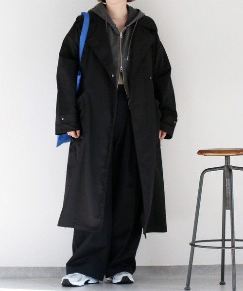 cepo(セポ)の「ビッグポケット&ギャザートレンチコート(トレンチコート・レディース・ブラック/ベージュ・M)」の9枚目の写真