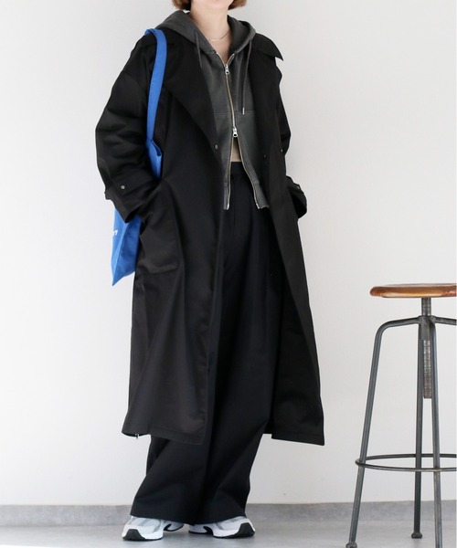 cepo(セポ)の「ビッグポケット&ギャザートレンチコート(トレンチコート・レディース・ブラック/ベージュ・M)」の8枚目の写真