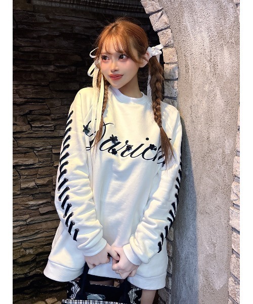 ダーリッチ　DARICH　ラインスウェット　トップス　刺繍ロゴ　ブラック　フリー ポイントビジューロゴスウェットトップス – Darich (ダーリッチ)