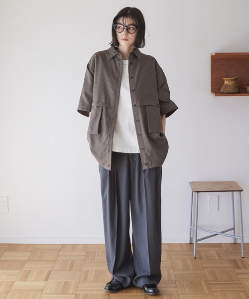 セール】【Unblend】立体ポケット 裾ドローコード ハーフスリーブ