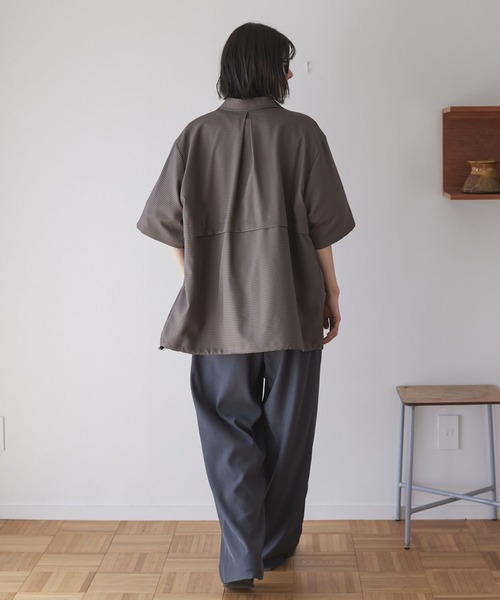 【HUECLOSET】★送料・関税込★モノチェックハーフシャツ WEB限定6色展開】2WAYオーバーチェックシャツ（シャツ/ブラウス