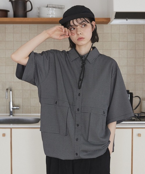 【HUECLOSET】★送料・関税込★モノチェックハーフシャツ オンブレーチェックシャツ（55-07HK50-205）｜パープル&イエロー