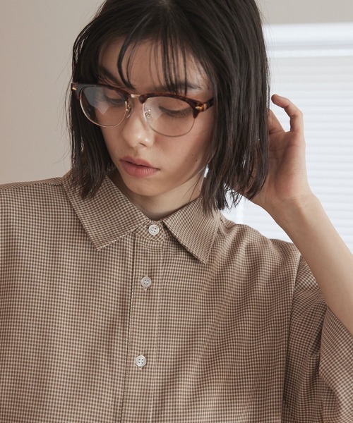 Unblend(アンブレンド)の「【Unblend】立体ポケット 裾ドローコード ハーフスリーブ チェックシャツ(シャツ/ブラウス・レディース・ブラック系/ベージュ系/グレー系/ネイビー系・FREE)」の17枚目の写真