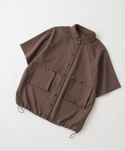 【HUECLOSET】★送料・関税込★モノチェックハーフシャツ WEB限定6色展開】2WAYオーバーチェックシャツ（シャツ/ブラウス