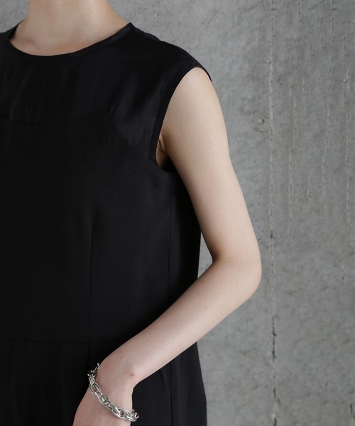 【CHIGNON】レイヤーベストコンビネゾン　黒 セール】(CHIGNON)異素材ベアコンビネゾン（つなぎ