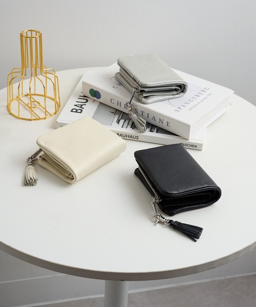 セール】【SETUP7】タッセル付きレザー二つ折り財布 ウォレット WTK