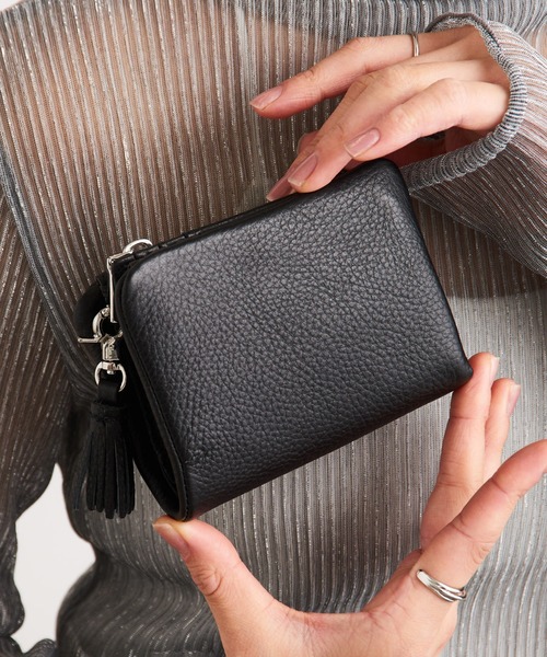 セール】【SETUP7】タッセル付きレザー二つ折り財布 ウォレット WTK