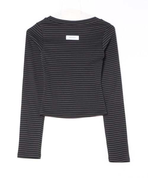 MUCENT／Vネックボーダーロングスリーブ（Tシャツ/カットソー