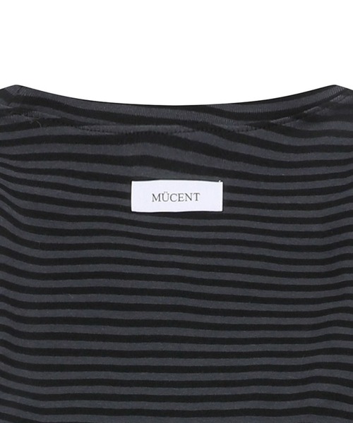 MUCENT（ムセント）の「MUCENT／Vネックボーダーロングスリーブ（Tシャツ/カットソー・レディース・チャコール/ホワイト・FREE）」の10枚目の写真