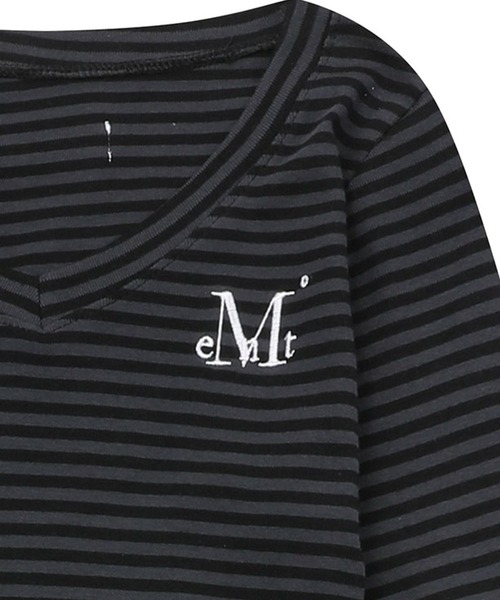 MUCENT（ムセント）の「MUCENT／Vネックボーダーロングスリーブ（Tシャツ/カットソー・レディース・チャコール/ホワイト・FREE）」の9枚目の写真