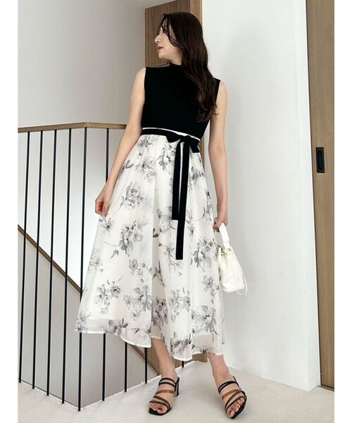 マーキュリーデュオ　フラワードッキングノースリワンピース　XS セール】フラワードッキングノースリワンピース（ワンピース