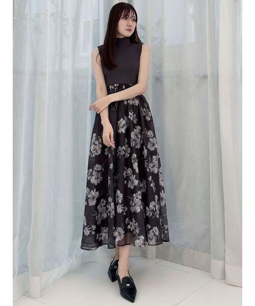 マーキュリーデュオ　フラワードッキングノースリワンピース　XS セール】フラワードッキングノースリワンピース（ワンピース