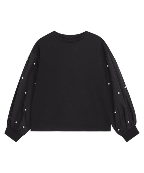 Pierrot(ピエロ)の「袖パールデザイントップス(Tシャツ/カットソー・レディース・ブラック/オフホワイト・L/M)」の20枚目の写真