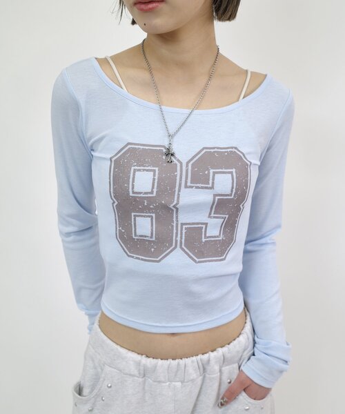 WHO'S WHO gallery(フーズフーギャラリー)の「ナンバリングバックデザイントップス(Tシャツ/カットソー・レディース・グレー/サックスブルー/ホワイト・FREE)」の13枚目の写真
