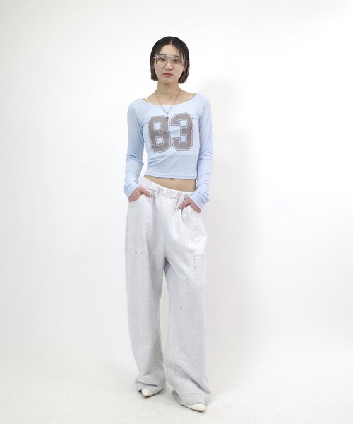 WHO'S WHO gallery(フーズフーギャラリー)の「ナンバリングバックデザイントップス(Tシャツ/カットソー・レディース・グレー/サックスブルー/ホワイト・FREE)」の15枚目の写真