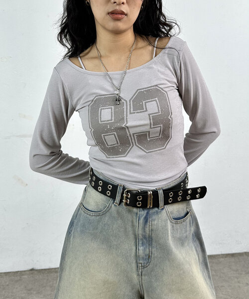 WHO'S WHO gallery(フーズフーギャラリー)の「ナンバリングバックデザイントップス(Tシャツ/カットソー・レディース・グレー/サックスブルー/ホワイト・FREE)」の18枚目の写真