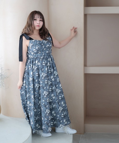 Ruwan yu（ルワンユー）の「フラワーガーリーワンピース【大きいサイズ対応】（ワンピース・レディース・ベージュ/グレー・4L/3L/LL/L）」の16枚目の写真