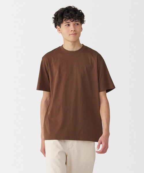 無印良品(ムジルシリョウヒン)の「紳士 天竺編みクルーネック半袖Tシャツ(Tシャツ/カットソー・メンズ・ダークグリーン/グレー/ホワイト/ライトブルー/ブラック/レンガ/ダークネイビー/イエロー系/ダークグレー/ブラウン・S/M/L/XL)」の10枚目の写真