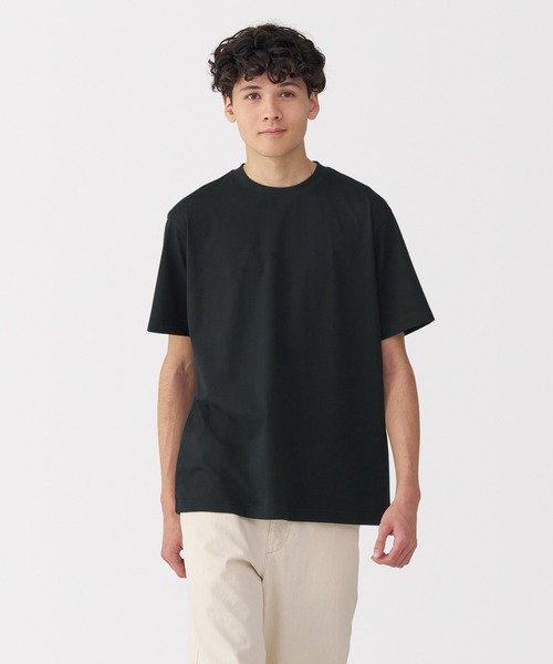 無印良品(ムジルシリョウヒン)の「紳士 天竺編みクルーネック半袖Tシャツ(Tシャツ/カットソー・メンズ・ダークグリーン/グレー/ホワイト/ライトブルー/ブラック/レンガ/ダークネイビー/イエロー系/ダークグレー/ブラウン・S/M/L/XL)」の3枚目の写真