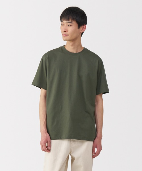 無印良品(ムジルシリョウヒン)の「紳士 天竺編みクルーネック半袖Tシャツ(Tシャツ/カットソー・メンズ・ダークグリーン/グレー/ホワイト/ライトブルー/ブラック/レンガ/ダークネイビー/イエロー系/ダークグレー/ブラウン・S/M/L/XL)」の7枚目の写真