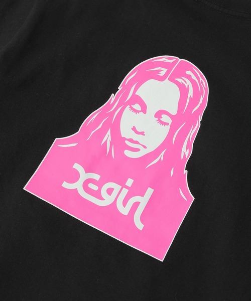 X-girl(エックスガール)の「FACE S/S TEE(Tシャツ/カットソー・レディース・ホワイト/ブラック/オリーブ・S/M/L)」の9枚目の写真