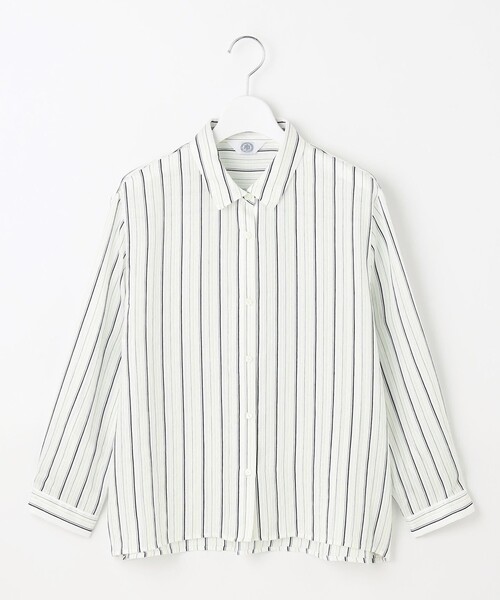 J.PRESS(ジェイプレス)の「【洗える】ランダムストライプ シアー シャツカラー カットソー(Tシャツ/カットソー・レディース・ネイビー系1/ライトグリーン系1/ホワイト系1・MEDIUM/LARGE)」の6枚目の写真
