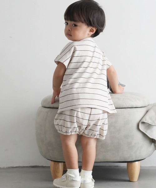 PUPPAPUPO(プッパプーポ)の「セットアップ 半袖 Tシャツ ショートパンツ ワッフル(Tシャツ/カットソー・キッズ・杢グレー/キナリ/モカ/グリーン/オートミール・70/80/90/100/110)」の20枚目の写真