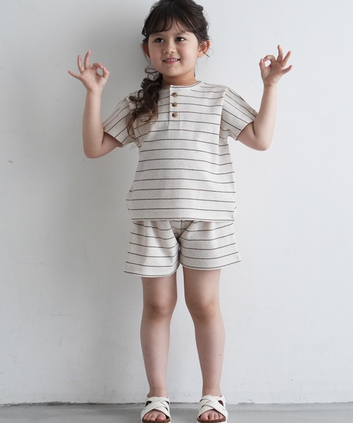 PUPPAPUPO(プッパプーポ)の「セットアップ 半袖 Tシャツ ショートパンツ ワッフル(Tシャツ/カットソー・キッズ・杢グレー/キナリ/モカ/グリーン/オートミール・70/80/90/100/110)」の21枚目の写真