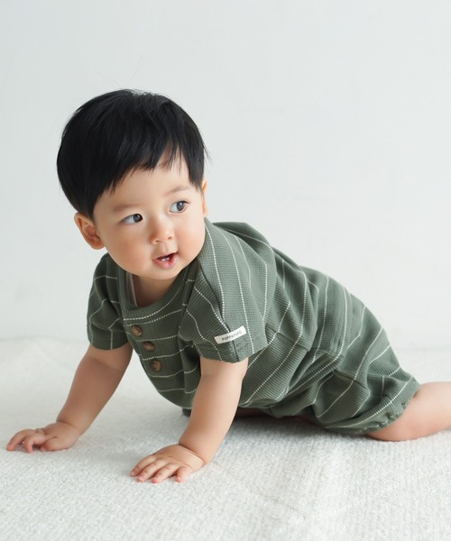 PUPPAPUPO(プッパプーポ)の「セットアップ 半袖 Tシャツ ショートパンツ ワッフル(Tシャツ/カットソー・キッズ・杢グレー/キナリ/モカ/グリーン/オートミール・70/80/90/100/110)」の13枚目の写真