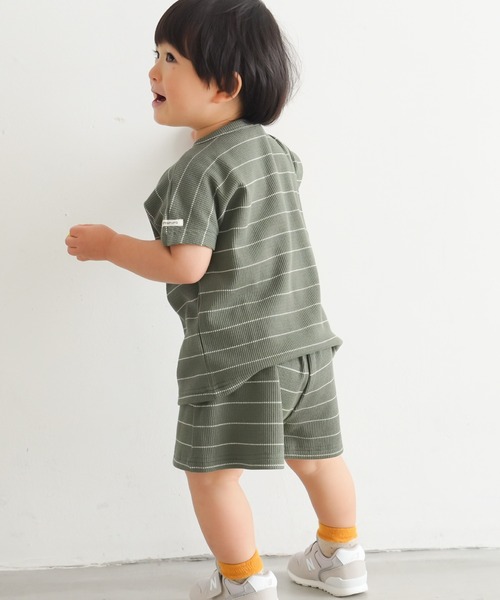 PUPPAPUPO(プッパプーポ)の「セットアップ 半袖 Tシャツ ショートパンツ ワッフル(Tシャツ/カットソー・キッズ・杢グレー/キナリ/モカ/グリーン/オートミール・70/80/90/100/110)」の16枚目の写真