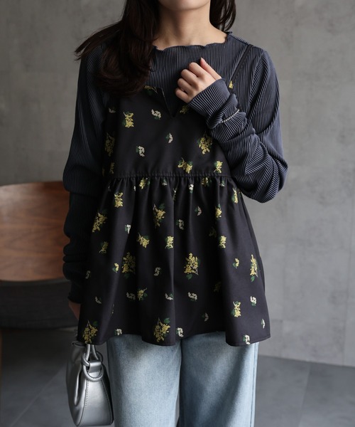 d.i.a.♡スカル×クラウン柄キャミソール フリージア カップ付き花柄ギャザーキャミソール[dk1122