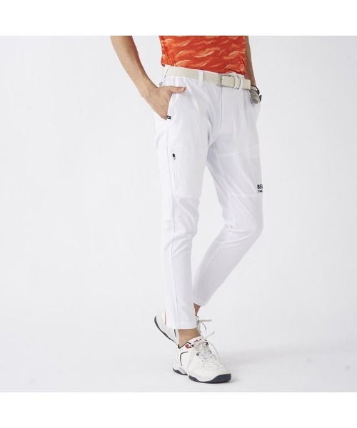 FILA GOLF(フィラゴルフ )の「FILA GOLF/フィラ ゴルフ ゴルフウェア 8WAY ストレッチ 軽量 撥水 9分丈 テーパードパンツ ロングパンツ(その他パンツ・メンズ・ホワイト/ネイビー/ブラック・LL/L/M)」の1枚目の写真