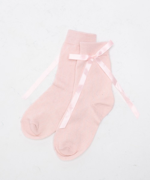 SVEC（シュベック）の「リボン付きソックス（ソックス/靴下・レディース・ホワイト/ピンク/グレー/ブラック・FREE）」の4枚目の写真