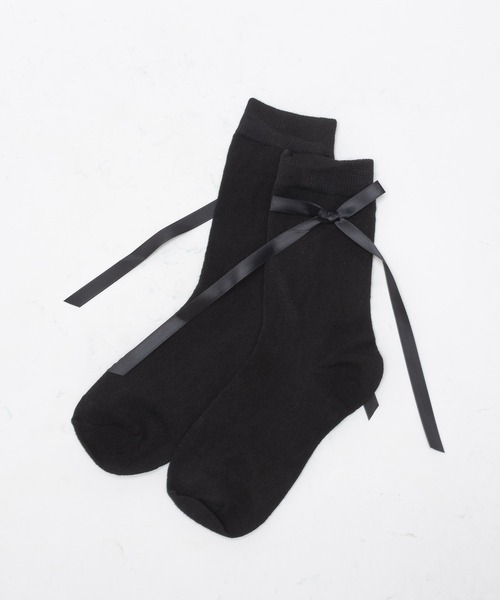 SVEC（シュベック）の「リボン付きソックス（ソックス/靴下・レディース・ホワイト/ピンク/グレー/ブラック・FREE）」の3枚目の写真