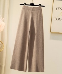 センタープリーツニットワイドパンツ