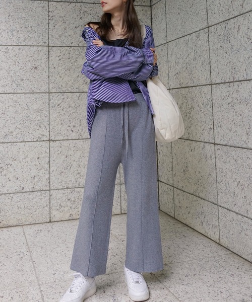 PIN(ピン)の「センタープリーツニットワイドパンツ(その他パンツ・レディース・グレー/ブラウン・FREE)」の2枚目の写真