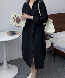 i-dare（アイディア）の「【i-dare】ワッシャーシャツ ワンピース 【7色展開】（シャツワンピース）」