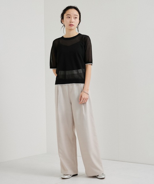 le cercle ADAM ET ROPE'(ルセルクルアダムエロペ)の「アウトリンキング半そでプルオーバー(Tシャツ/カットソー・レディース・ブラック系/ブルー系/ピンク系/ホワイト系・FREE)」の5枚目の写真