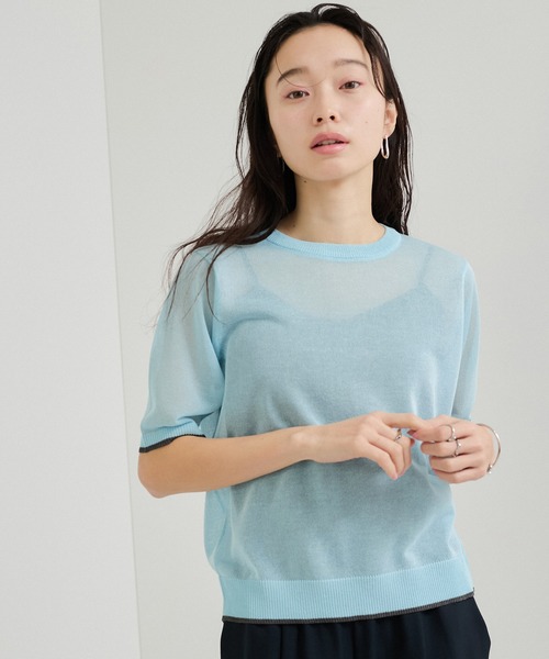 le cercle ADAM ET ROPE'(ルセルクルアダムエロペ)の「アウトリンキング半そでプルオーバー(Tシャツ/カットソー・レディース・ブラック系/ブルー系/ピンク系/ホワイト系・FREE)」の11枚目の写真