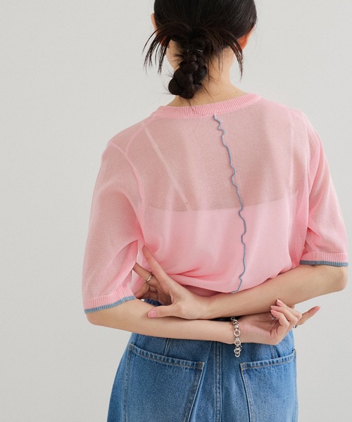 le cercle ADAM ET ROPE'(ルセルクルアダムエロペ)の「アウトリンキング半そでプルオーバー(Tシャツ/カットソー・レディース・ブラック系/ブルー系/ピンク系/ホワイト系・FREE)」の13枚目の写真