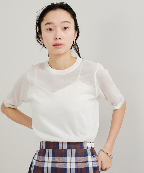le cercle ADAM ET ROPE'(ルセルクルアダムエロペ)の「アウトリンキング半そでプルオーバー(Tシャツ/カットソー・レディース・ブラック系/ブルー系/ピンク系/ホワイト系・FREE)」の14枚目の写真